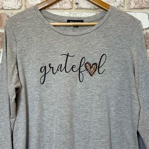 State of Mine Long Sleeve Grateful Shirt | Gray | Women’s Size XL | EUC